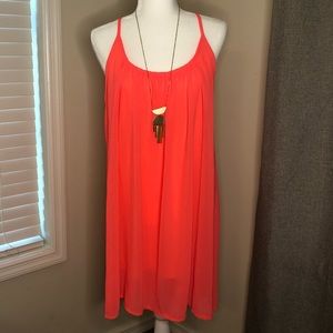 EUC Neon pink dress with cut out back detail